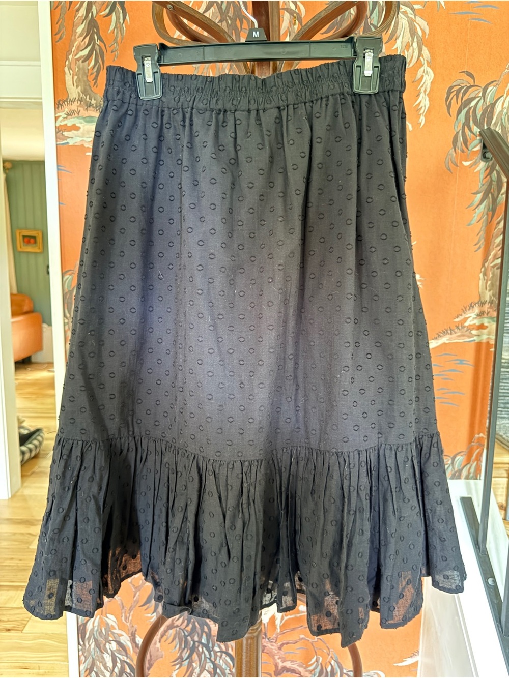 J. Crew Black Eyelet Tiered Ruffle Skirt